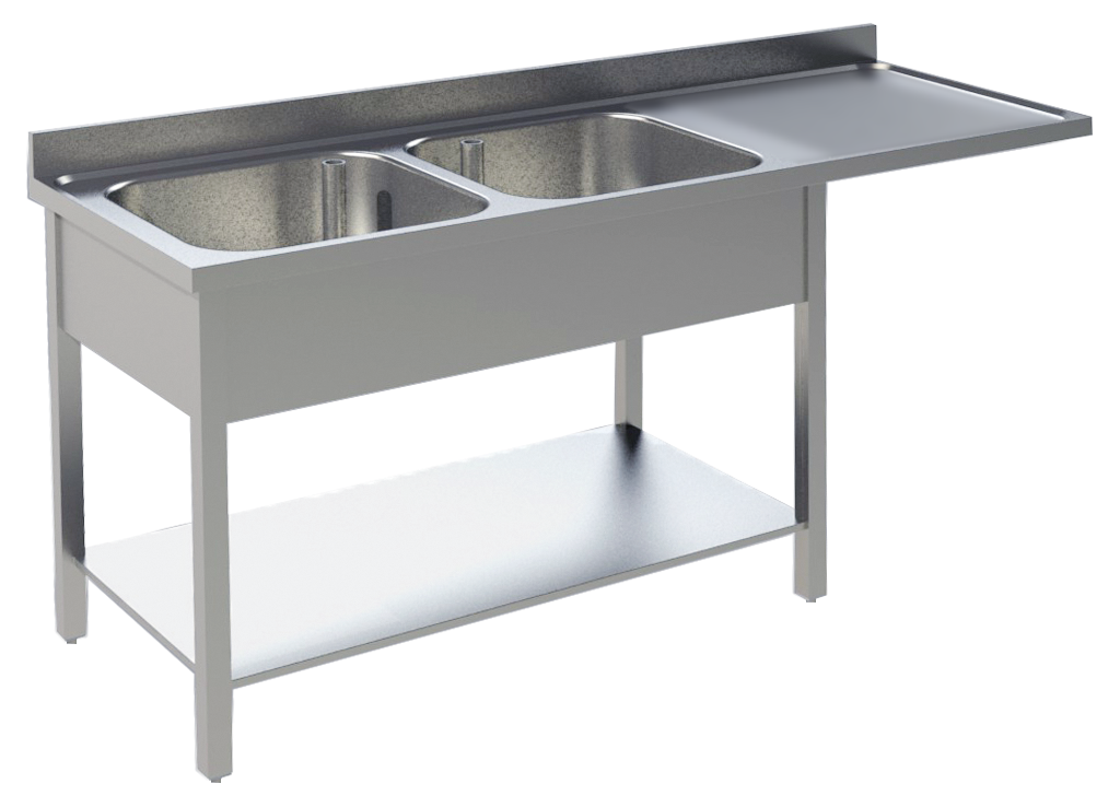 KBS Spülcenter B 160cm - 2 Becken links - mit glatter Ablagefläche