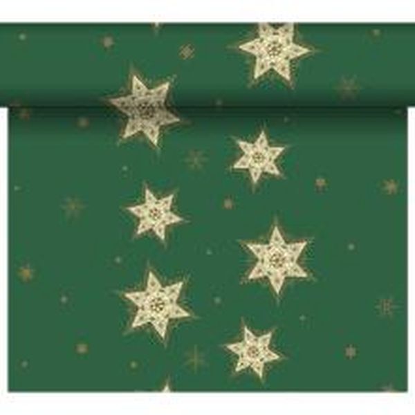 Duni Dunicel Tischläufer Tete-a-Tete 40cm Glittering Stars Green Lagerabverkauf
