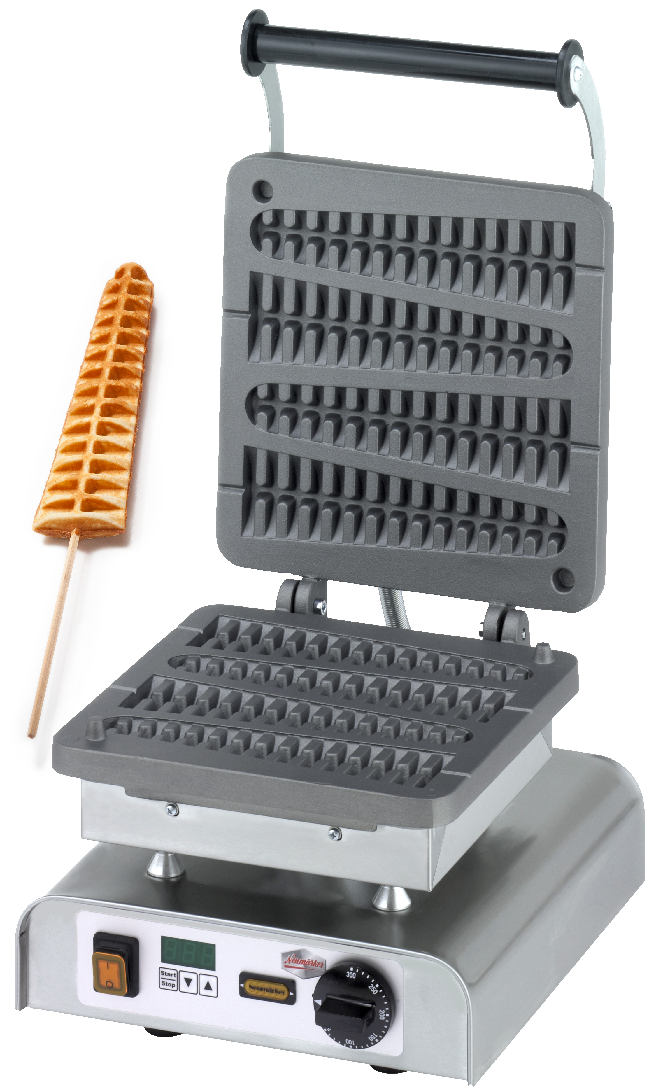 Neumärker Waffeleisen Lolly am Stiel mit Digitaltimer, Backplatten Grauguss